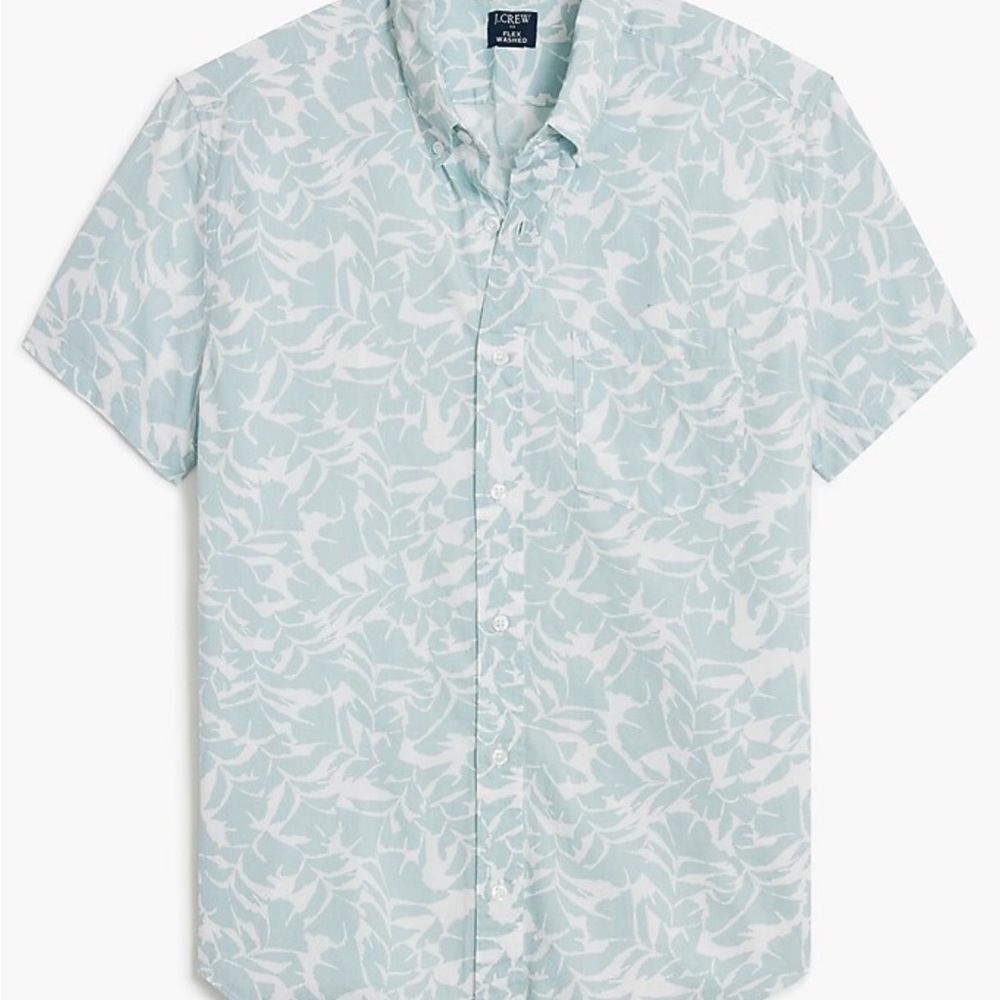 J. Crew Men's Flex Washed Slim Fit Light Blue Button Down Short Sleeve Shirt XXL